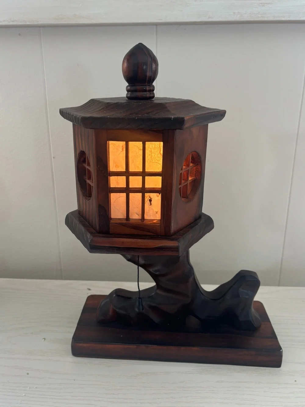 Vintage Asian wood lamp